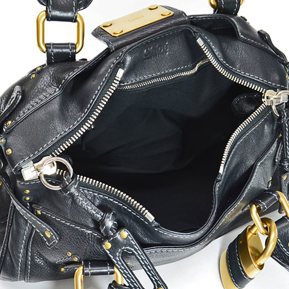 Chloe Bag Paddington Black Metal Handbag Leather - Picture 3 of 5